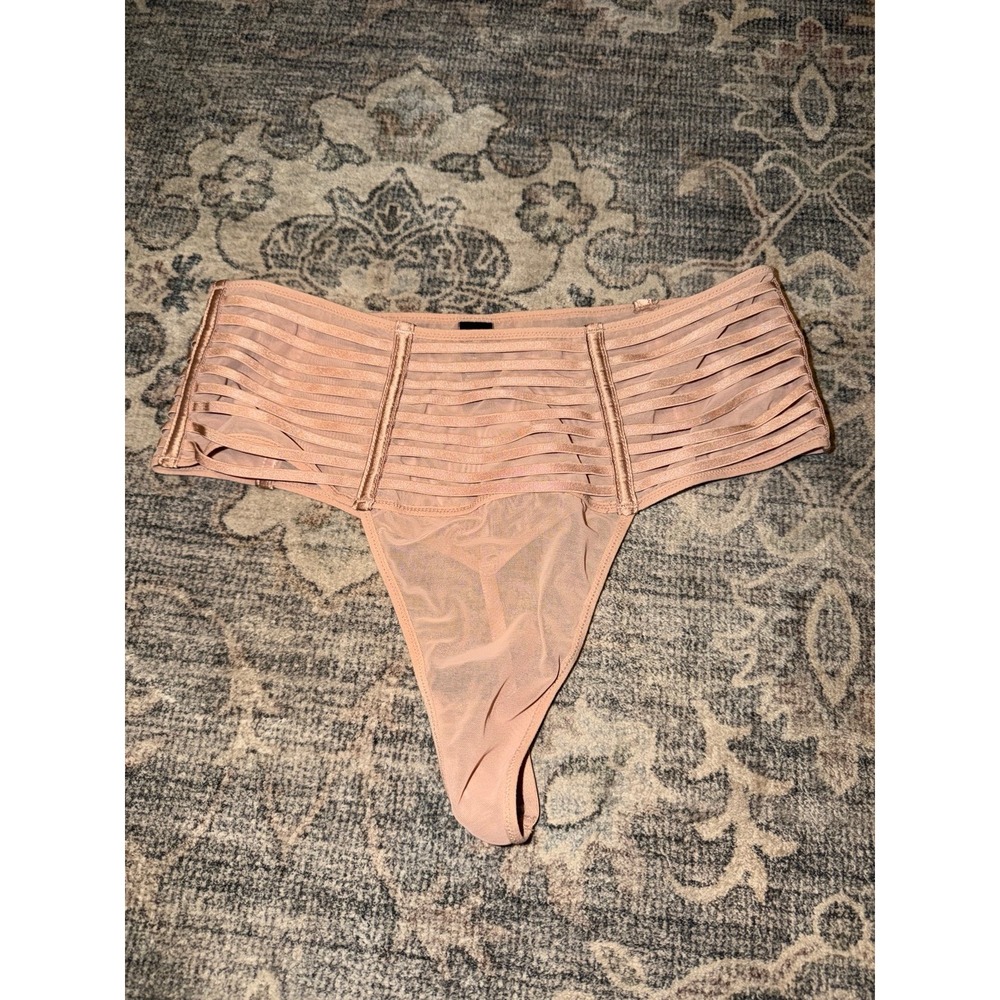 Victoria's Secret High Waisted Strappy Thong Panty 2019 Beige Tan